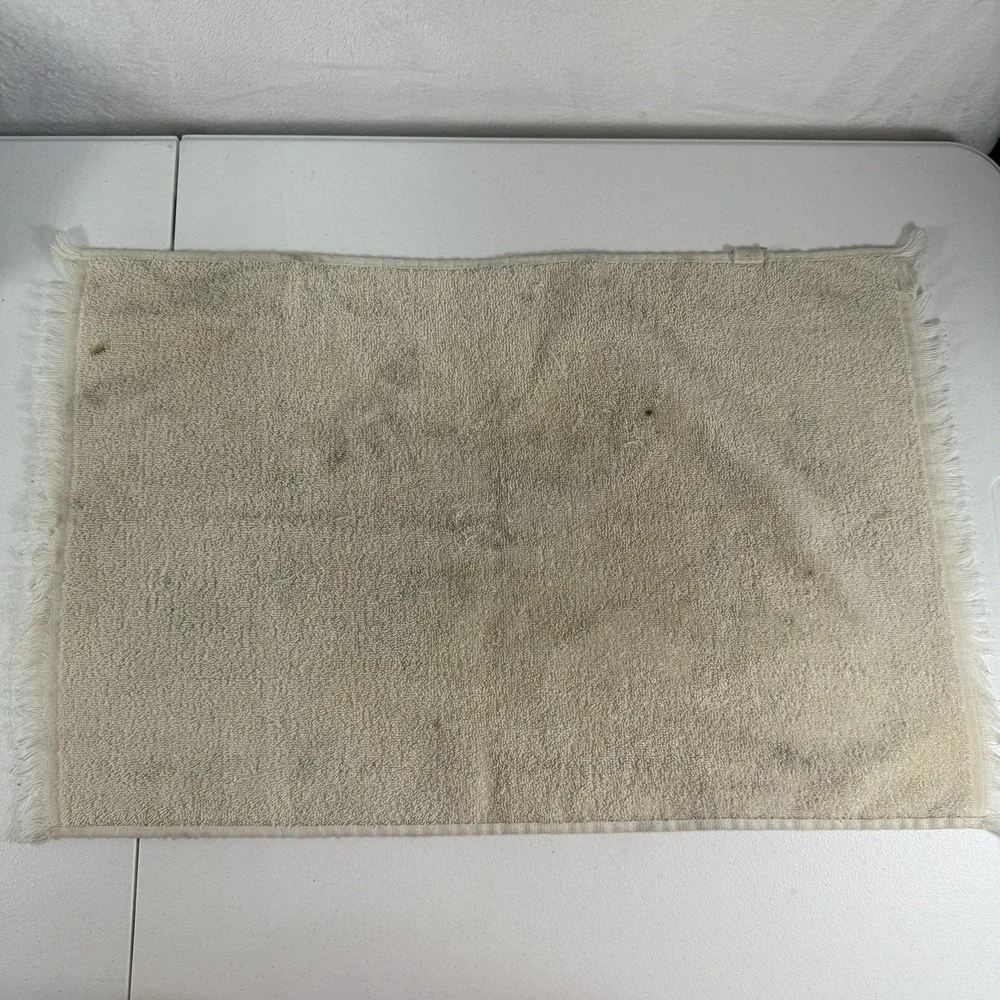 Vintage Retro Mushroom Hand Towels Beige‎ Butterflies Terry Fringe Made In USA